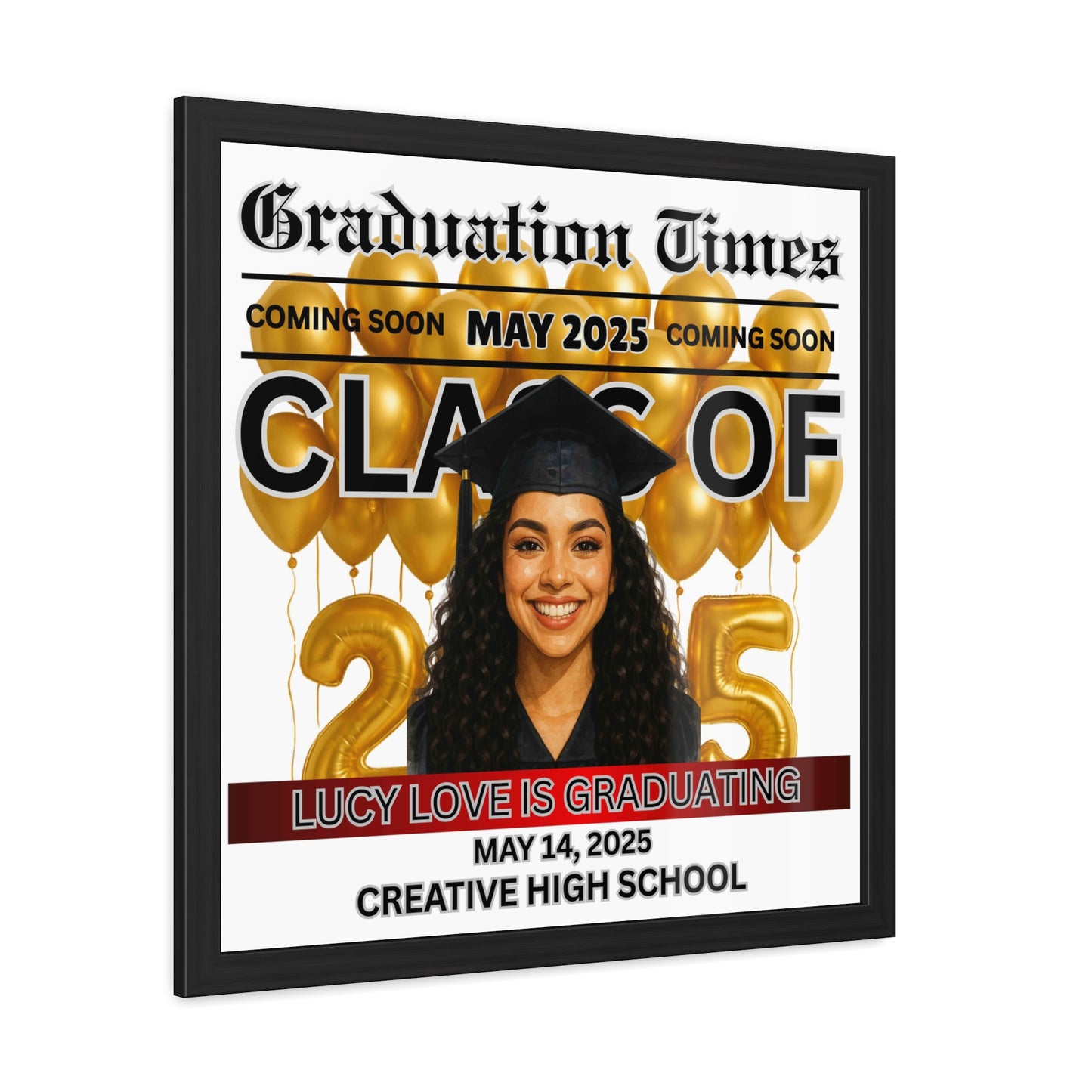 Custom Graduation Framed 24 x 24 Poster for Class of 2025 - Celebrate Your Grad's Big Day!