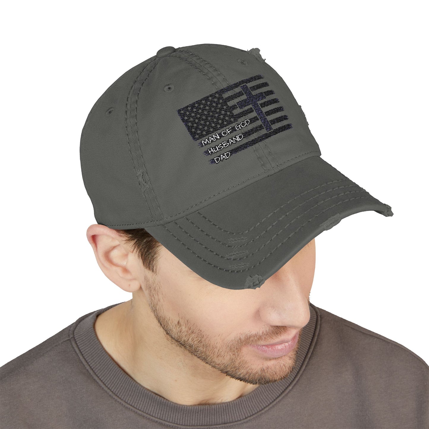 Distressed Embroidered Dad Hat for Fathers, Casual Gift for Dad, Father's Day Cap, Everyday Wear, Trendy Headwear