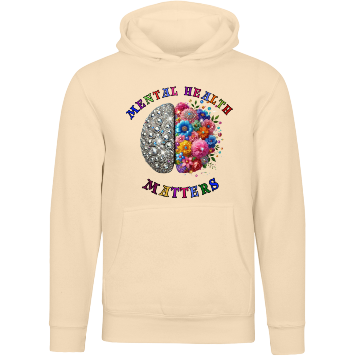 Mental Health Matters Bling Flowers Premium Unisex Hoodie