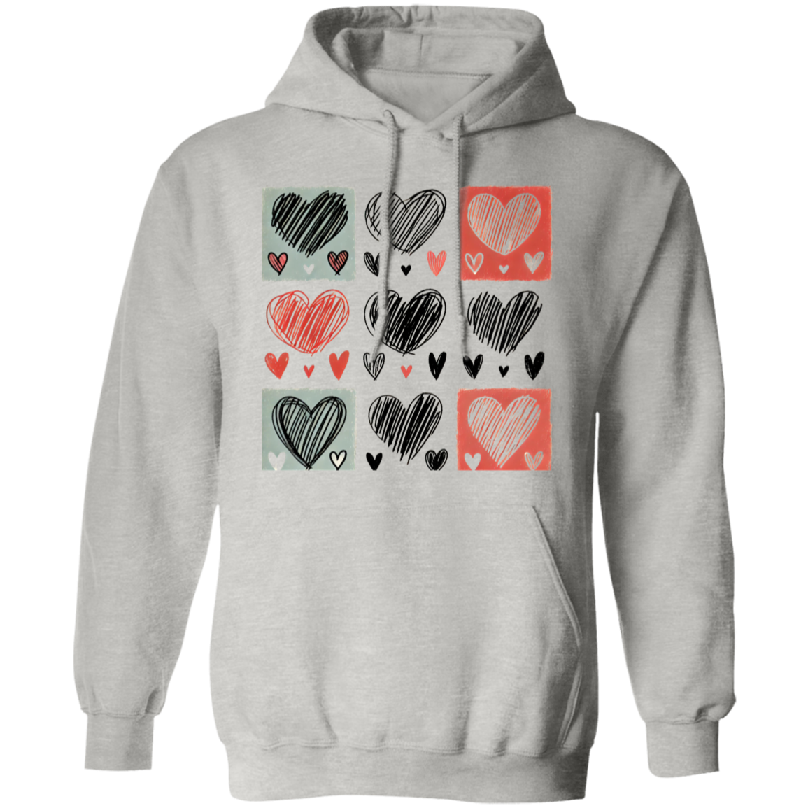 Box Hearts Pullover Unisex Hoodie