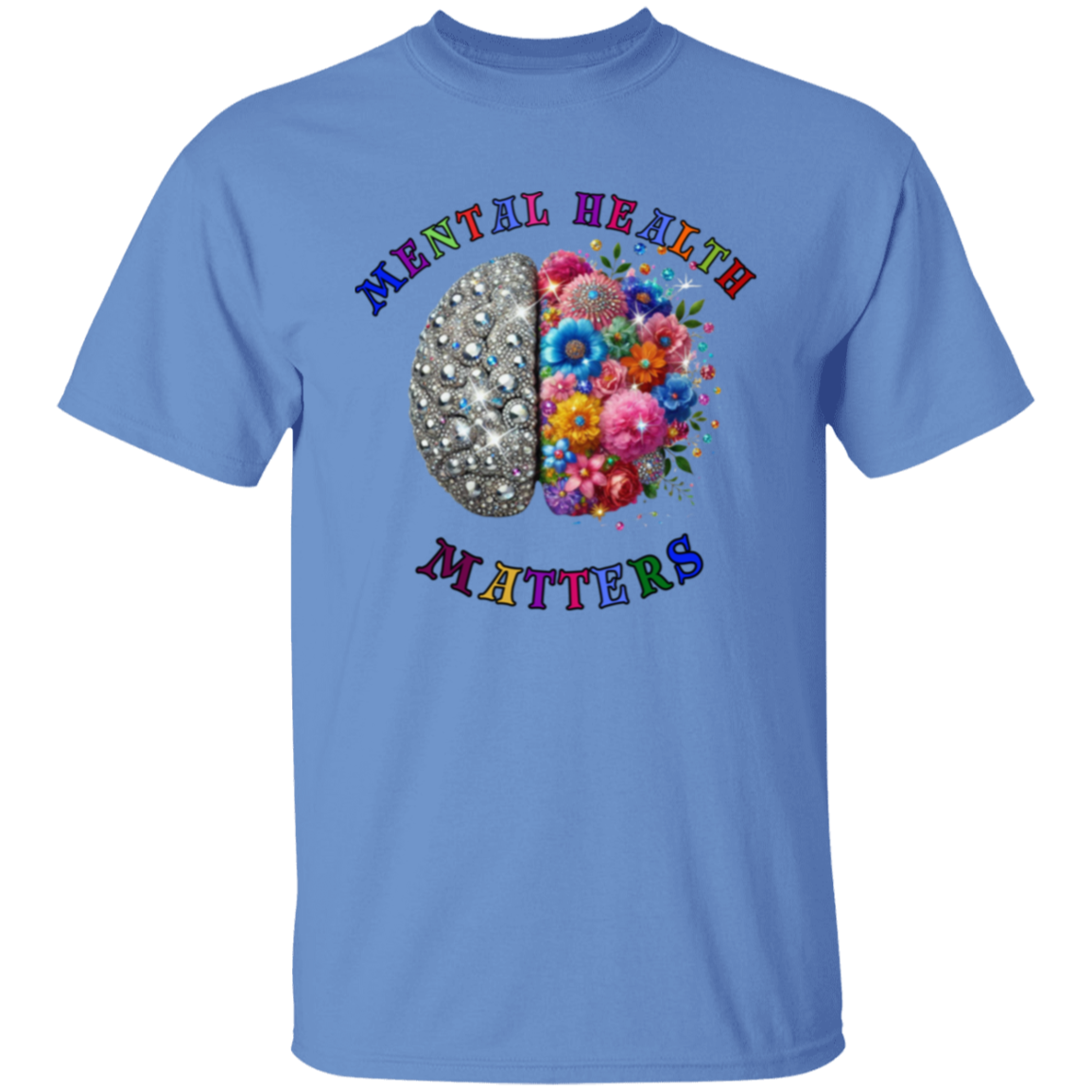 Mental Health Matters Bling Flowers Unisex T-Shirt