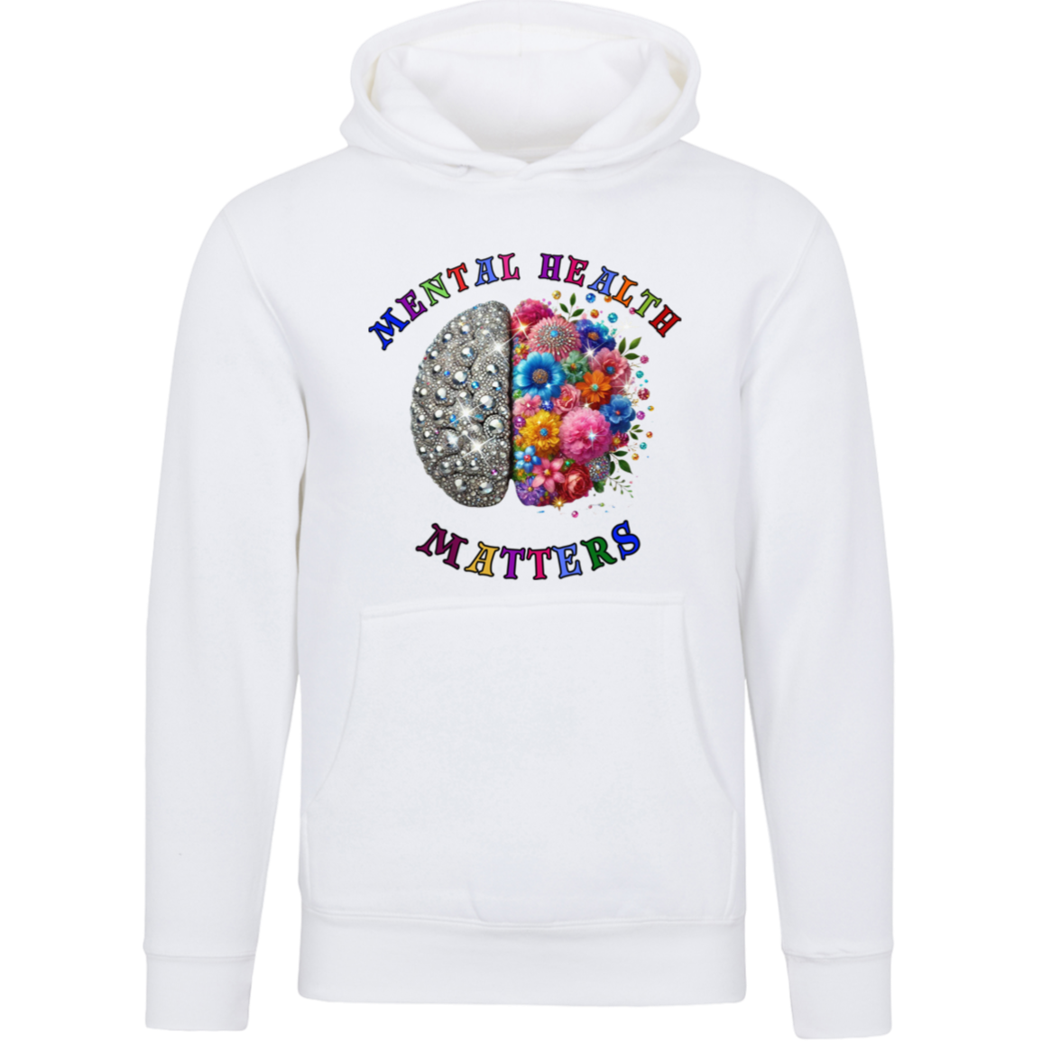 Mental Health Matters Bling Flowers Premium Unisex Hoodie