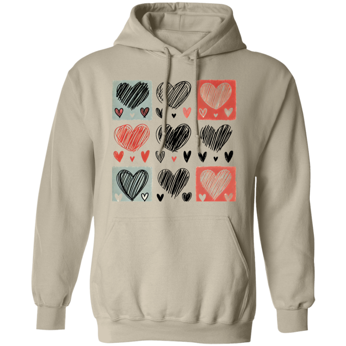 Box Hearts Pullover Unisex Hoodie