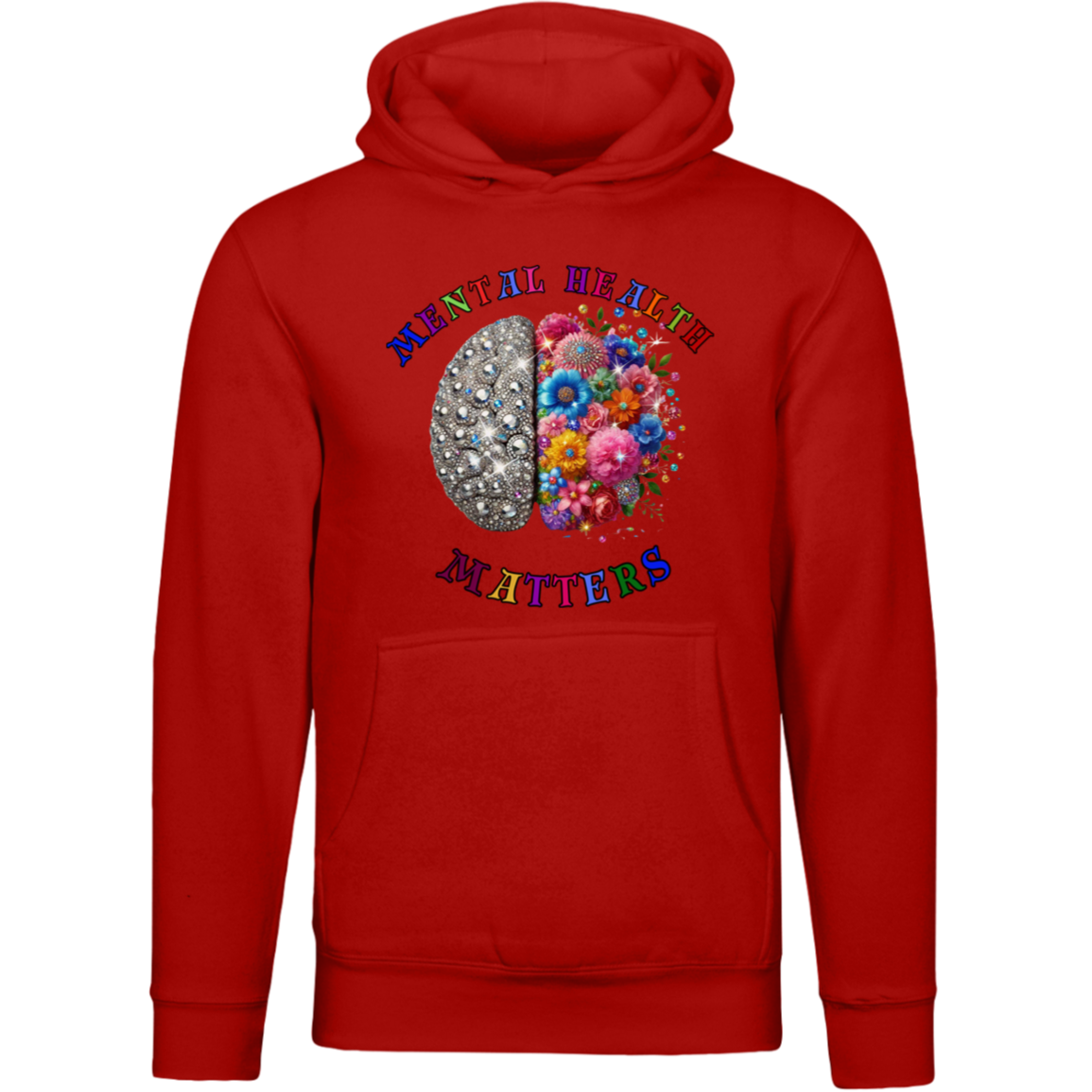 Mental Health Matters Bling Flowers Premium Unisex Hoodie