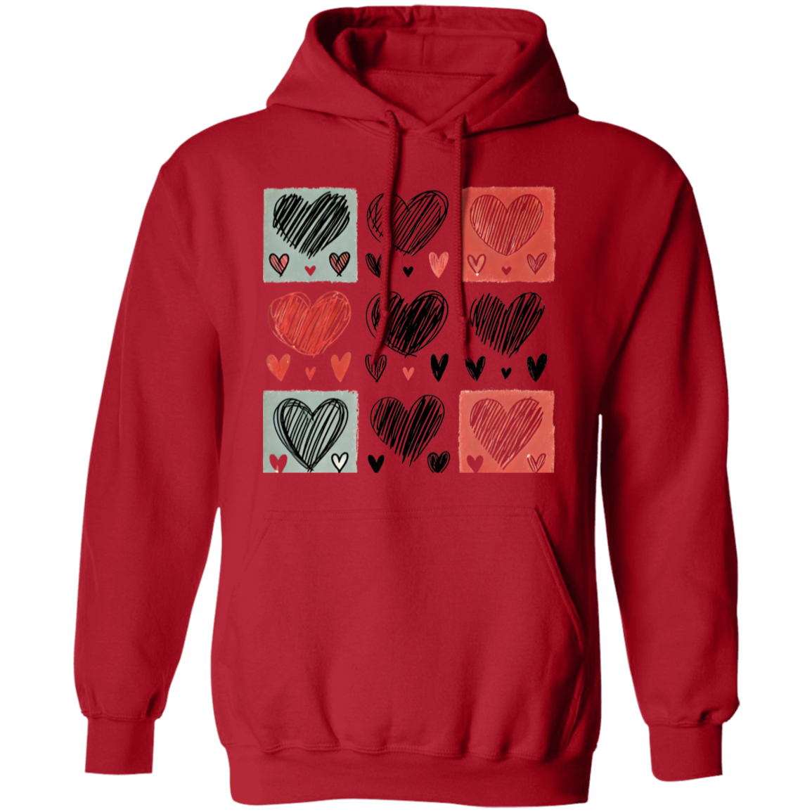 Box Hearts Pullover Unisex Hoodie
