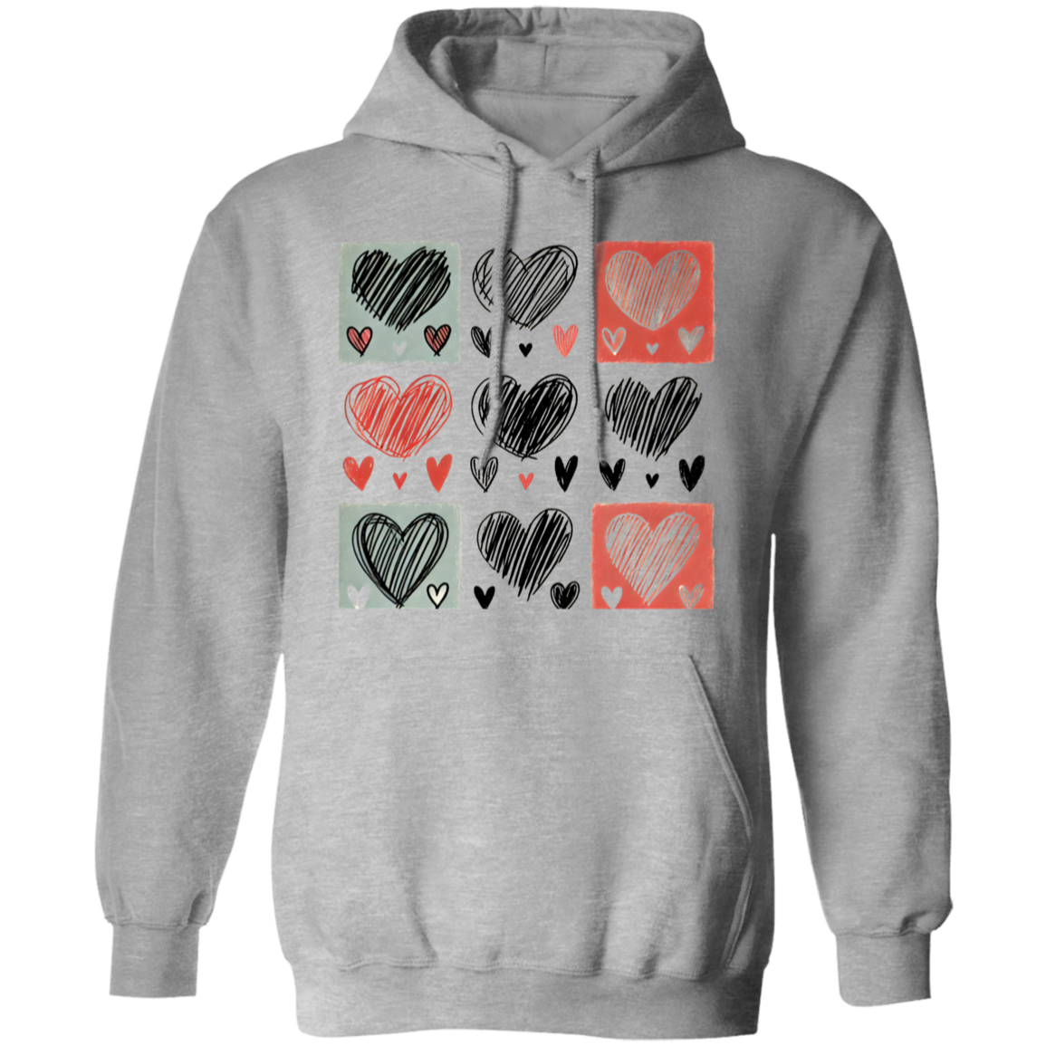 Box Hearts Pullover Unisex Hoodie