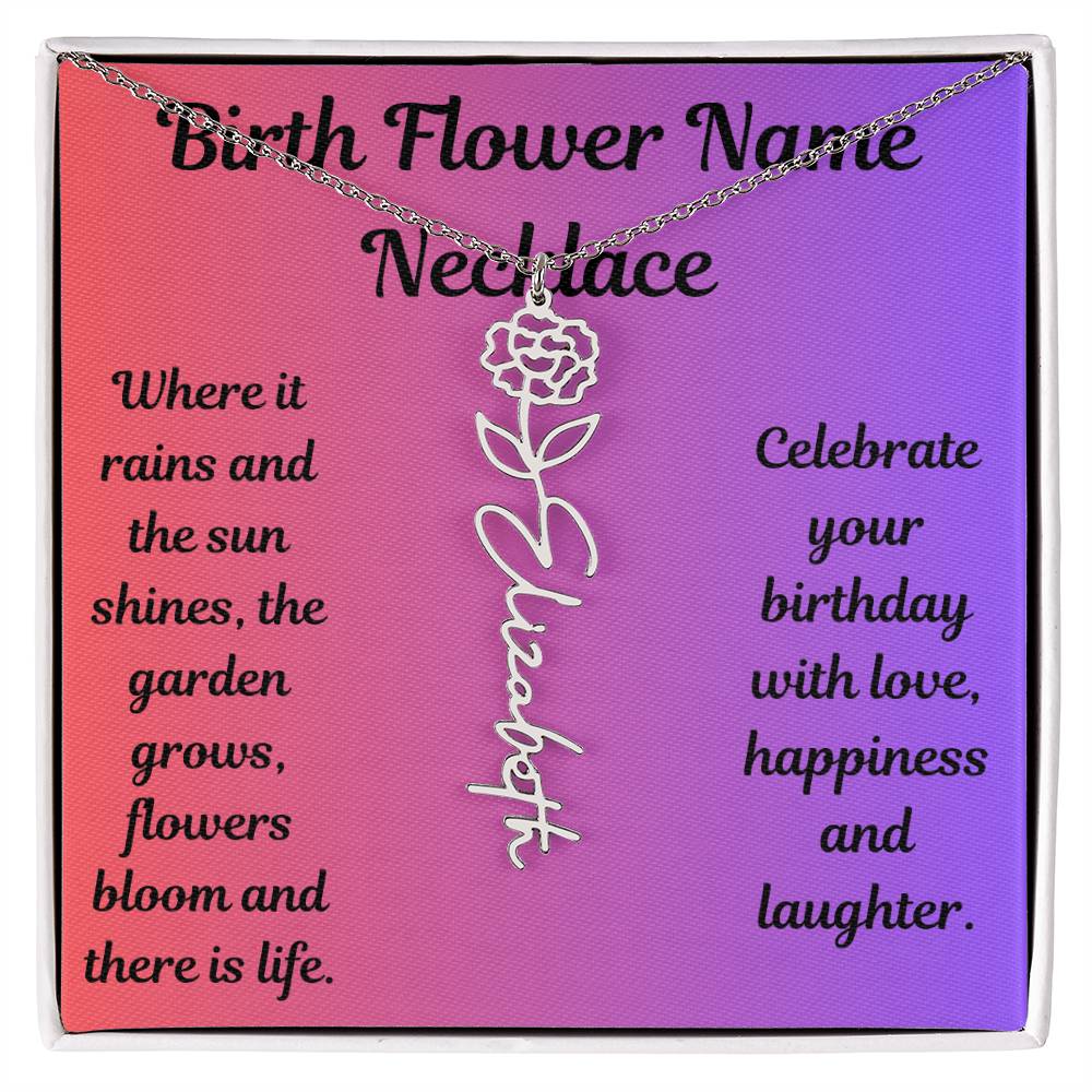 Birth Flower Name Necklace
