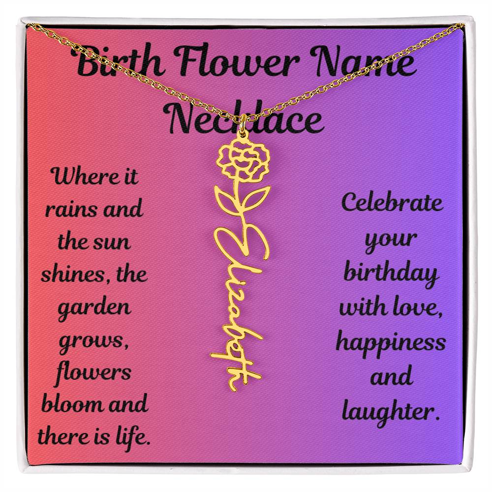Birth Flower Name Necklace