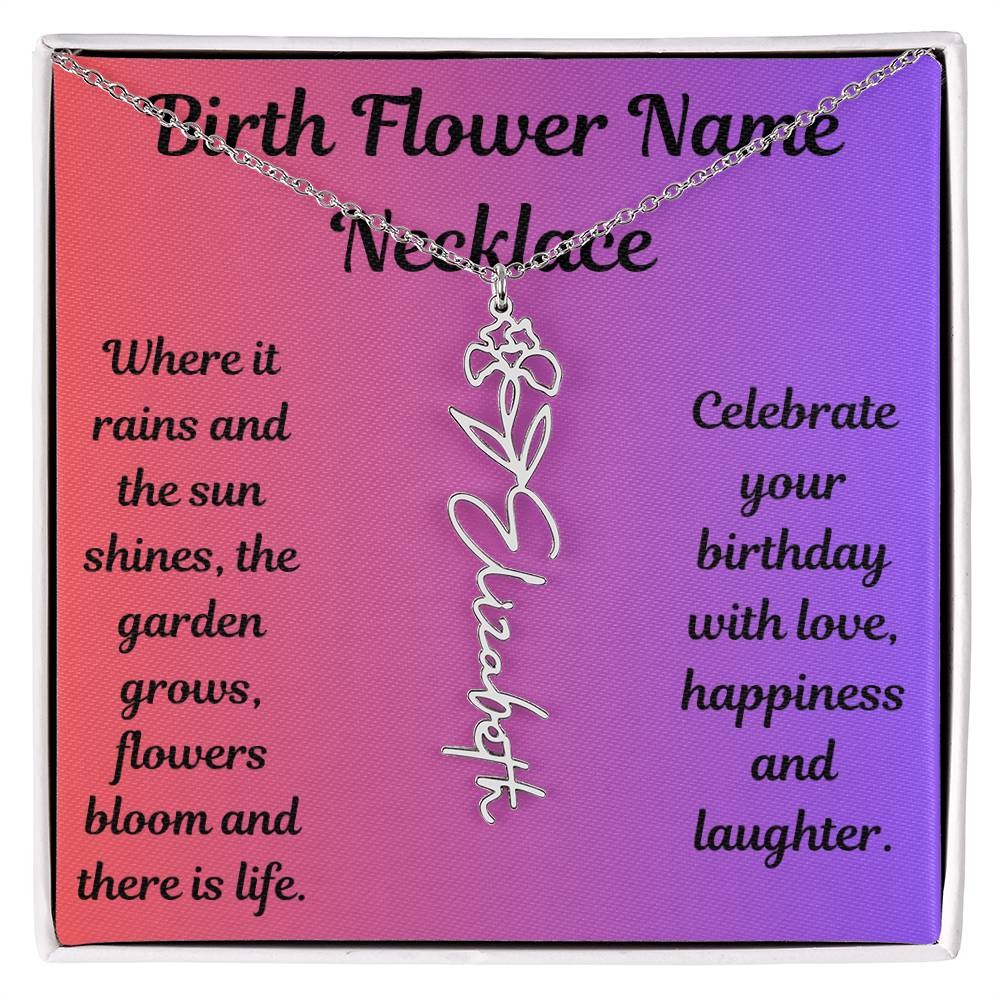 Birth Flower Name Necklace
