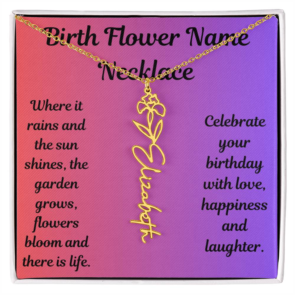 Birth Flower Name Necklace
