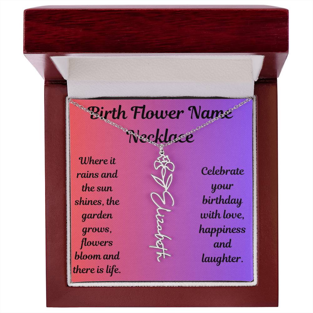 Birth Flower Name Necklace
