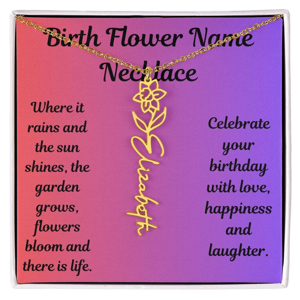 Birth Flower Name Necklace