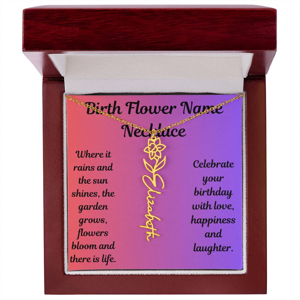 Birth Flower Name Necklace