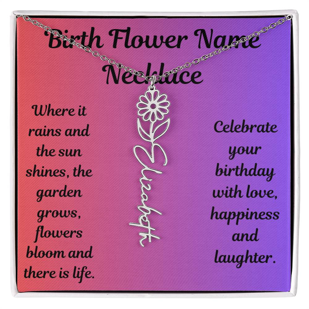 Birth Flower Name Necklace