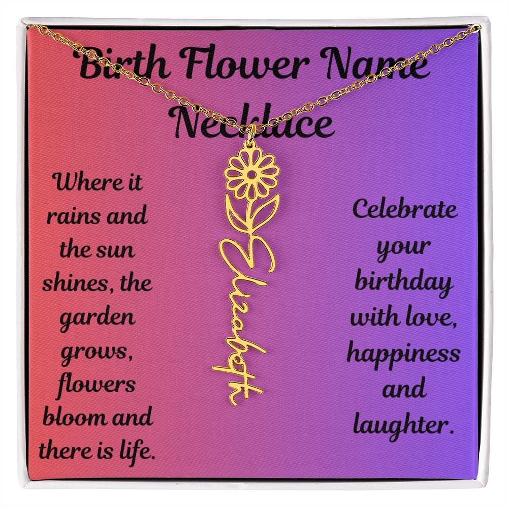 Birth Flower Name Necklace