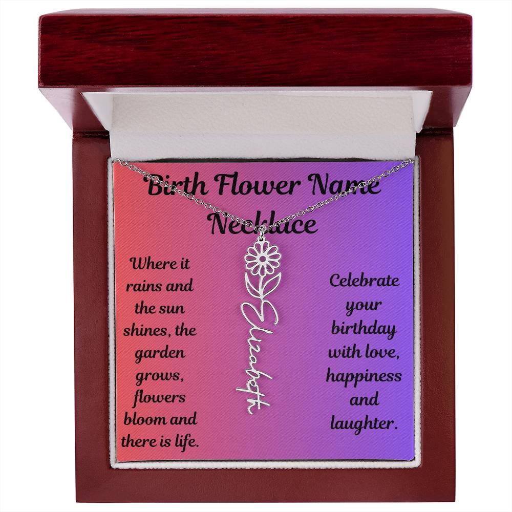 Birth Flower Name Necklace