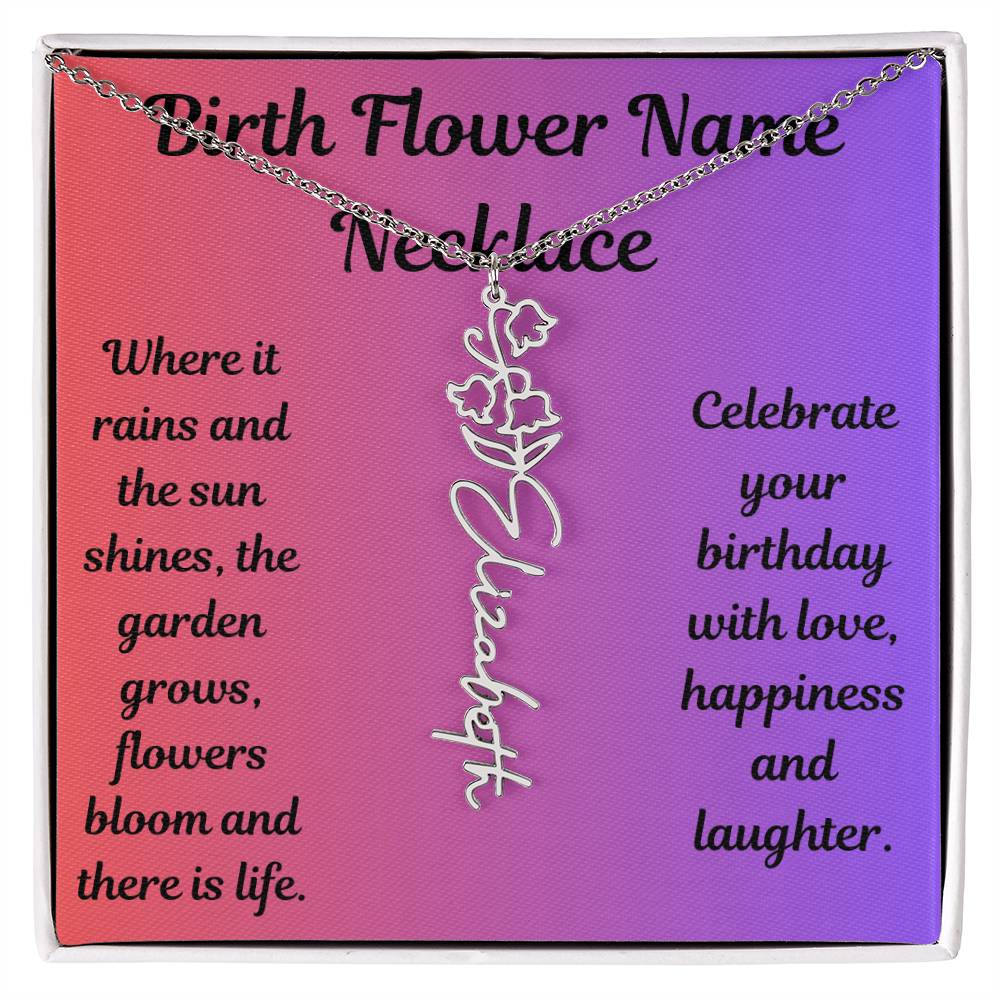 Birth Flower Name Necklace