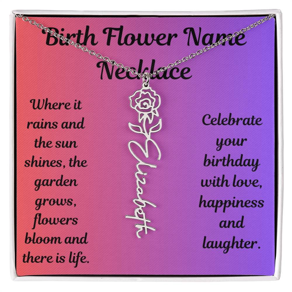 Birth Flower Name Necklace
