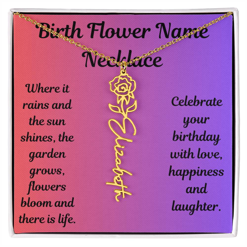 Birth Flower Name Necklace