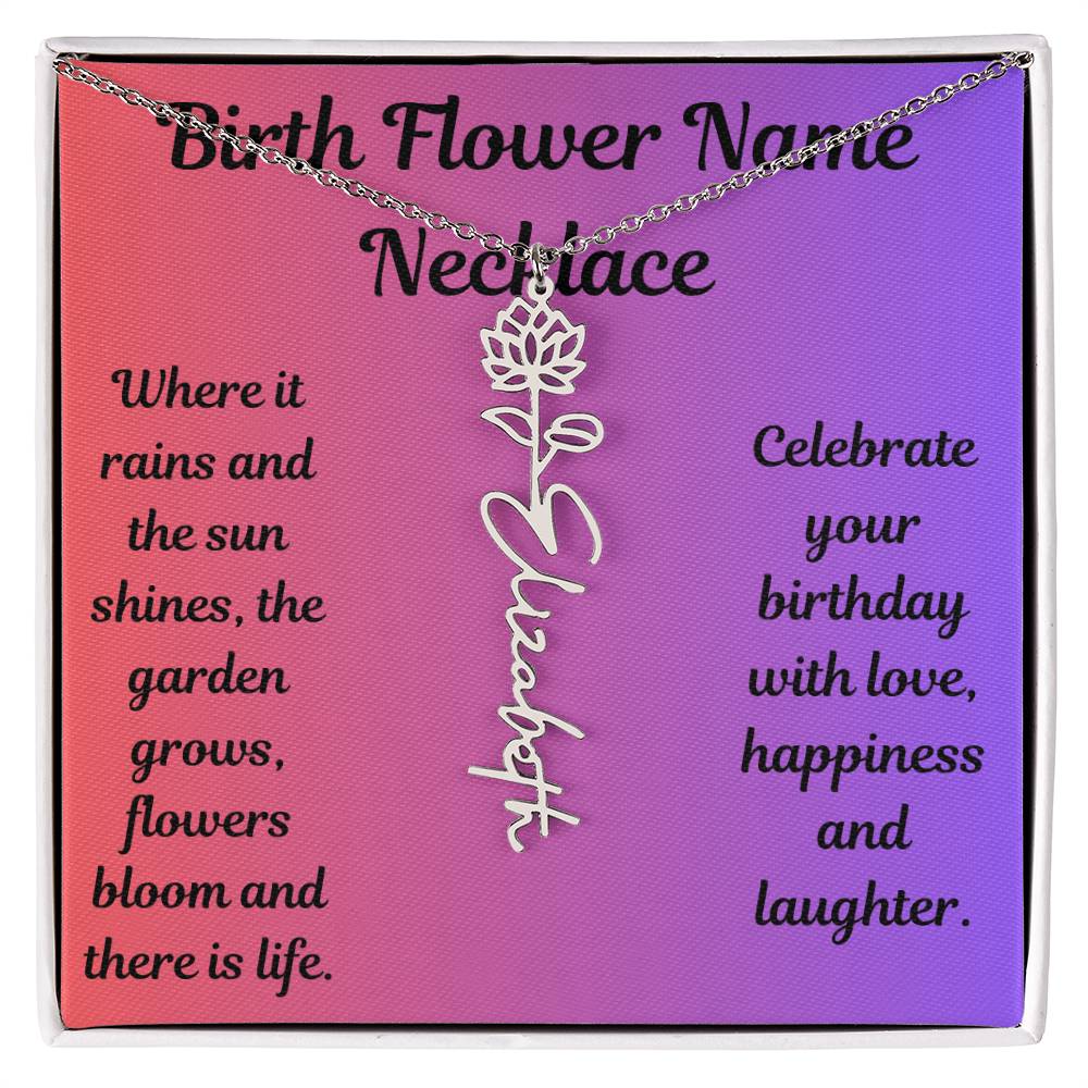 Birth Flower Name Necklace
