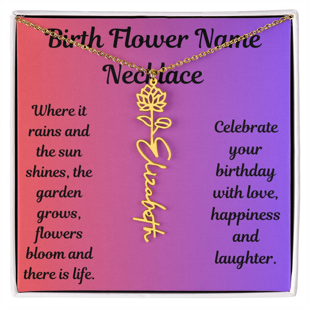 Birth Flower Name Necklace