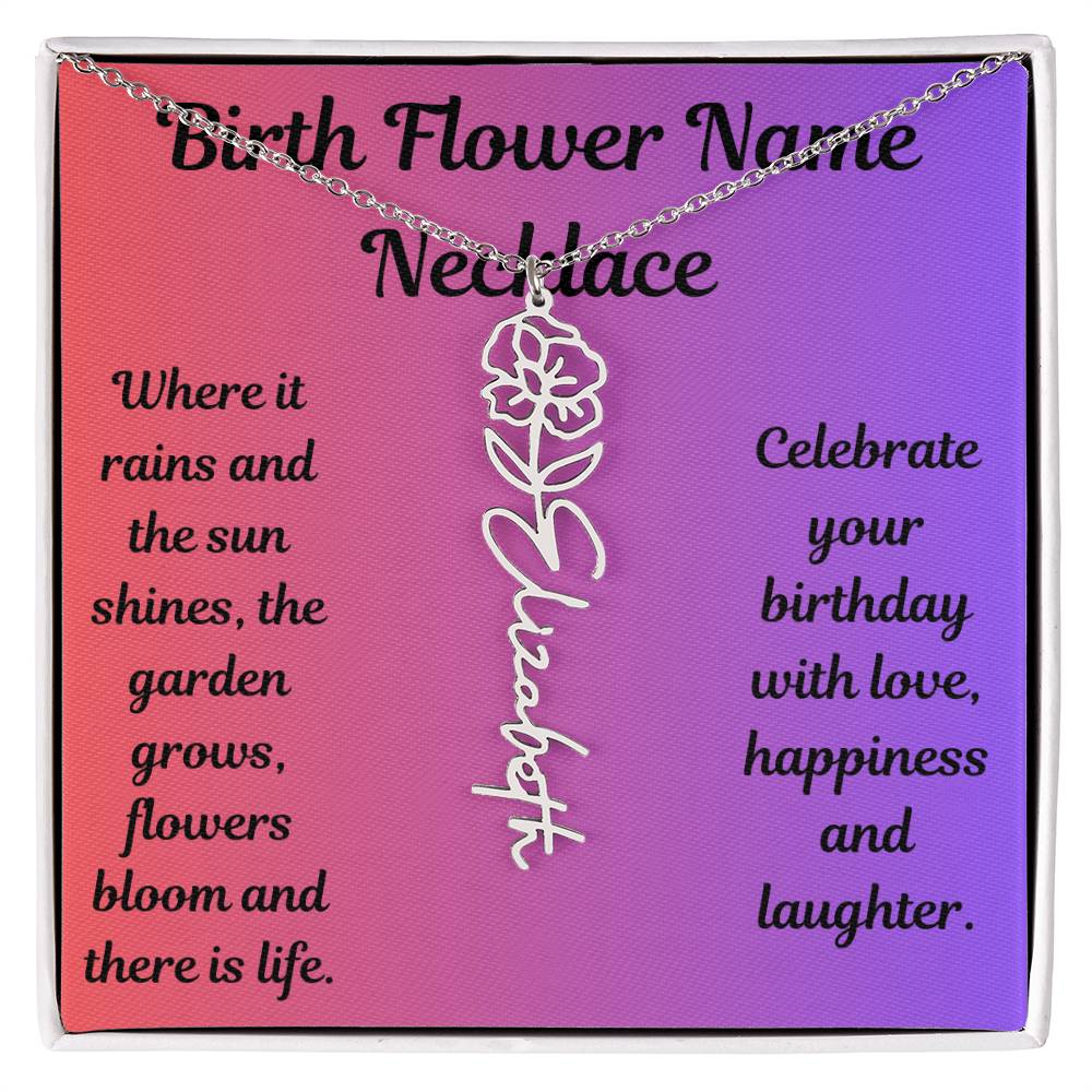 Birth Flower Name Necklace