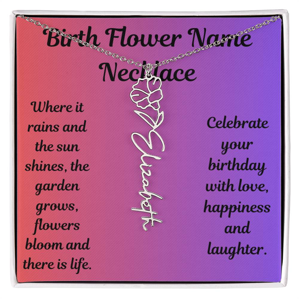 Birth Flower Name Necklace
