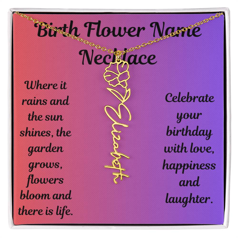 Birth Flower Name Necklace