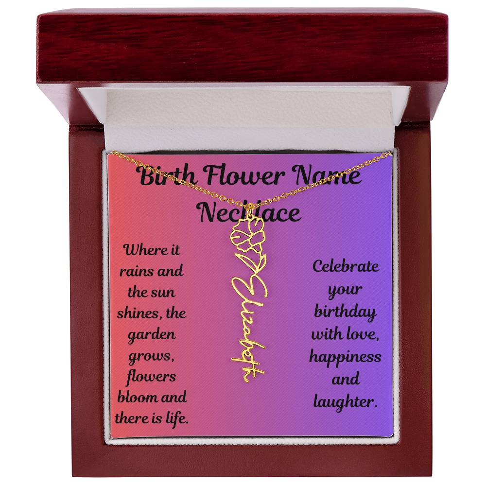 Birth Flower Name Necklace