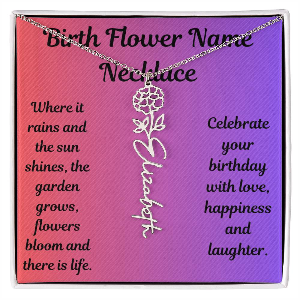 Birth Flower Name Necklace