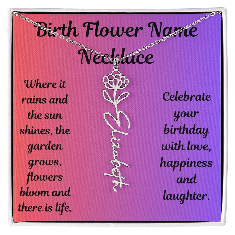 Birth Flower Name Necklace