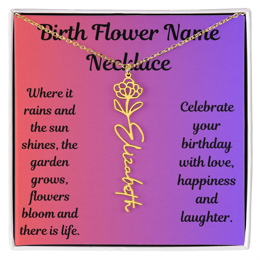 Birth Flower Name Necklace
