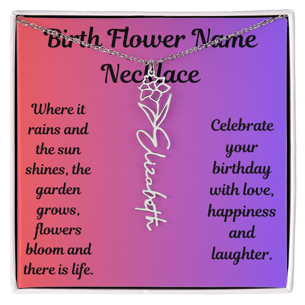 Birth Flower Name Necklace