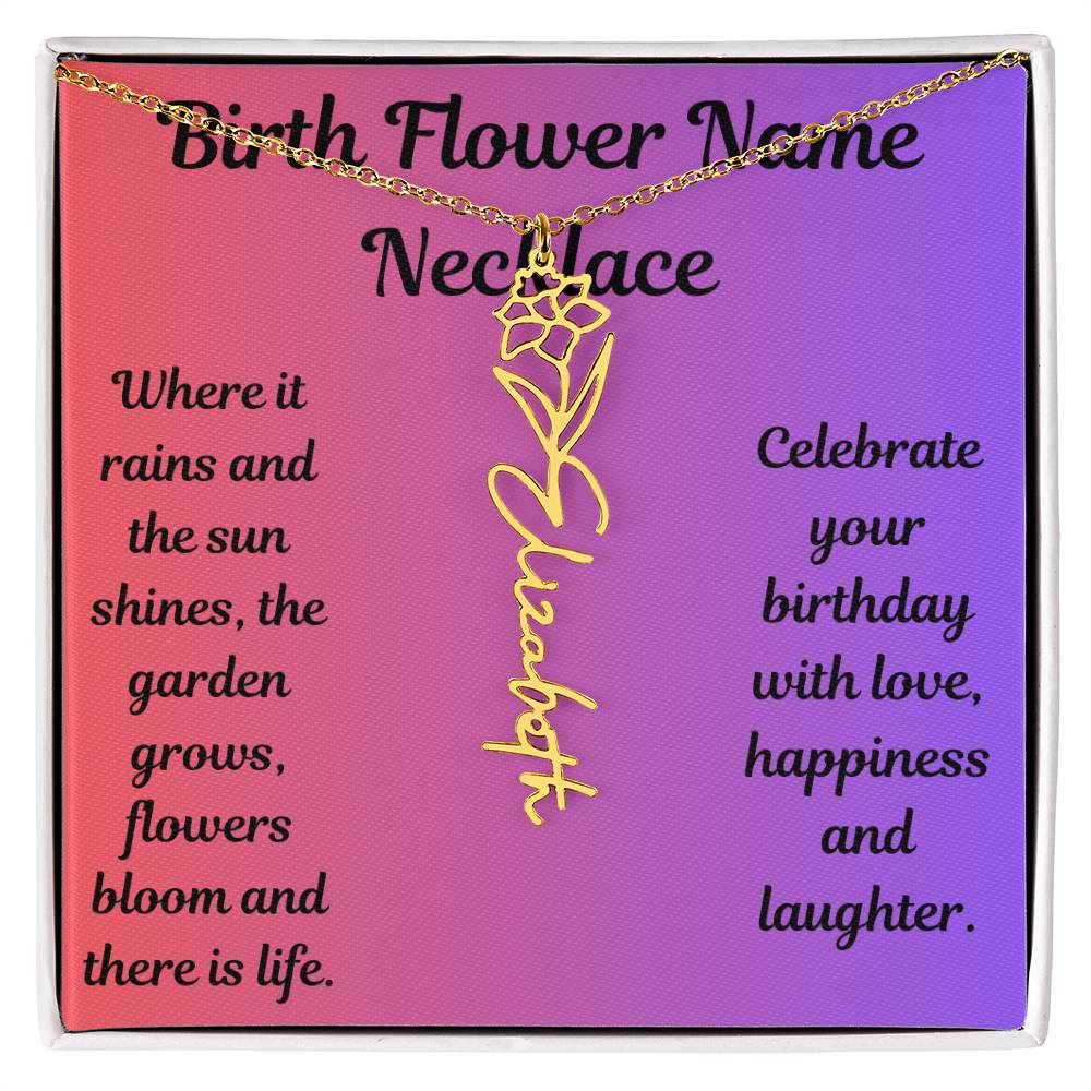 Birth Flower Name Necklace