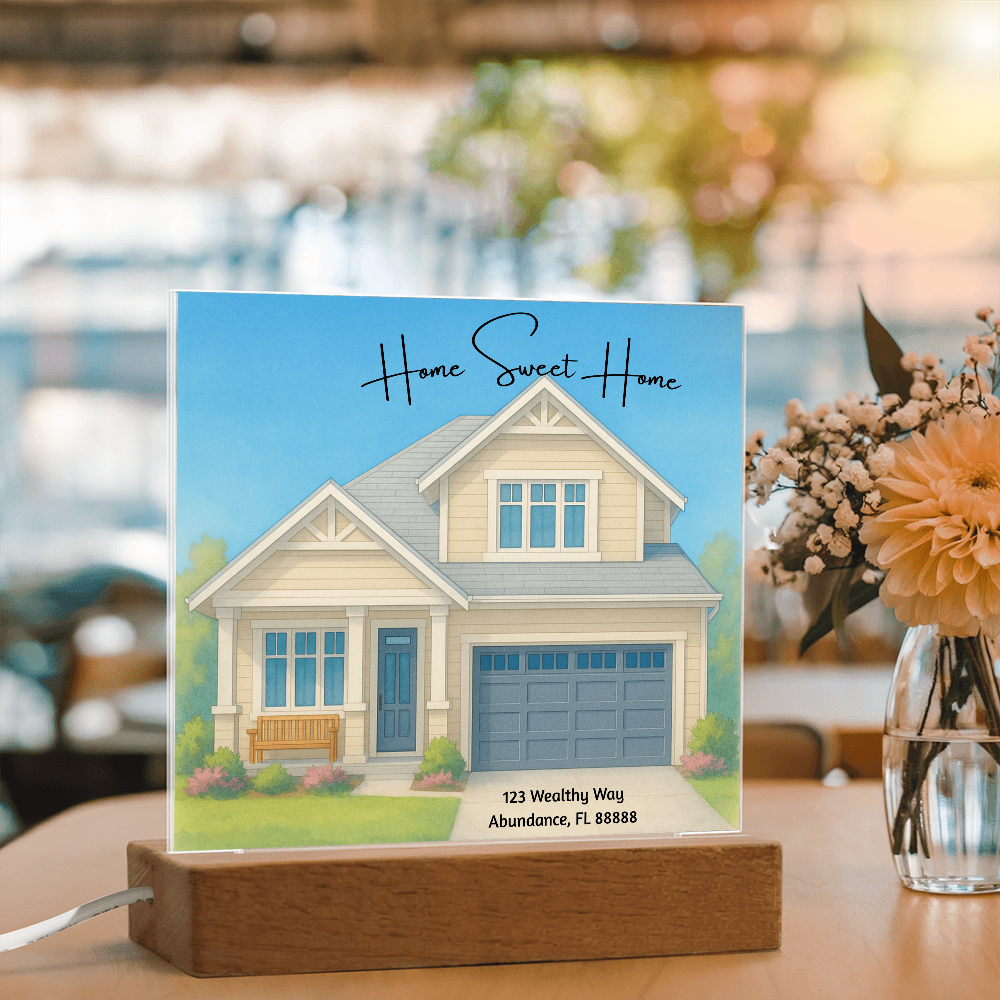 Home Sweet Home Printed Square Acrylic Plaque Great Gift Idea For New Homeowners, House Warming Gifts, Realtor Gifts & More