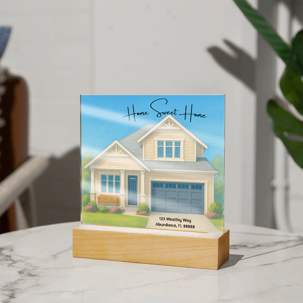 Home Sweet Home Printed Square Acrylic Plaque Great Gift Idea For New Homeowners, House Warming Gifts, Realtor Gifts & More
