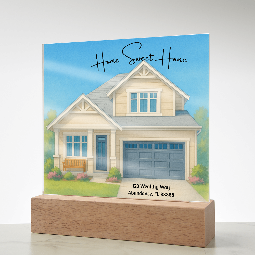 Home Sweet Home Printed Square Acrylic Plaque Great Gift Idea For New Homeowners, House Warming Gifts, Realtor Gifts & More