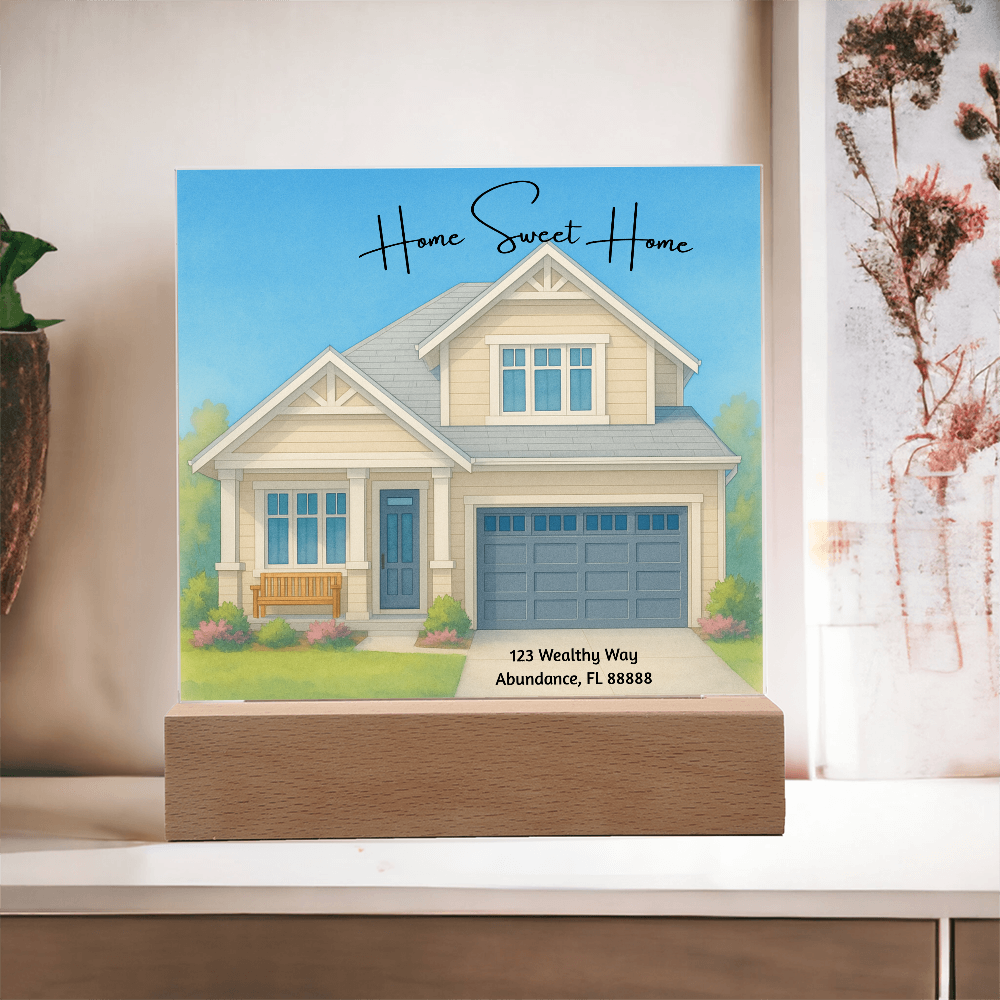 Home Sweet Home Printed Square Acrylic Plaque Great Gift Idea For New Homeowners, House Warming Gifts, Realtor Gifts & More