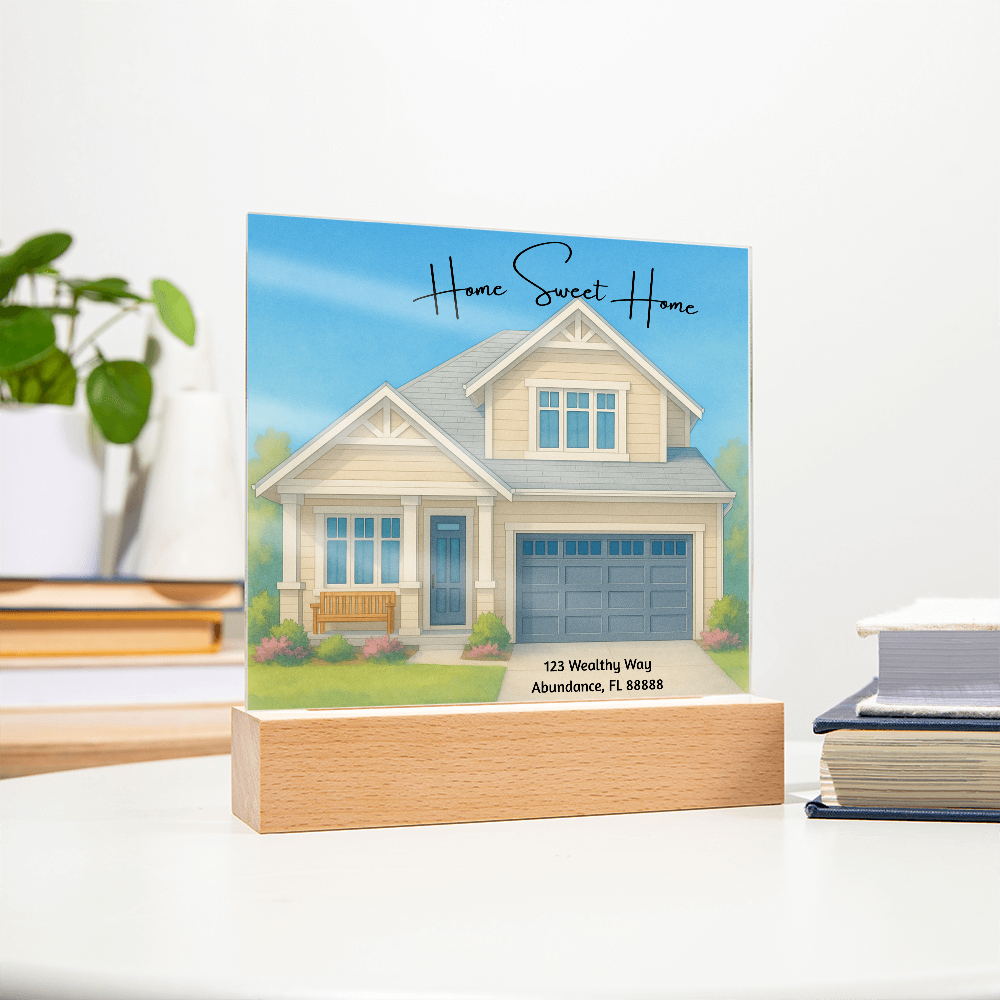 Home Sweet Home Printed Square Acrylic Plaque Great Gift Idea For New Homeowners, House Warming Gifts, Realtor Gifts & More