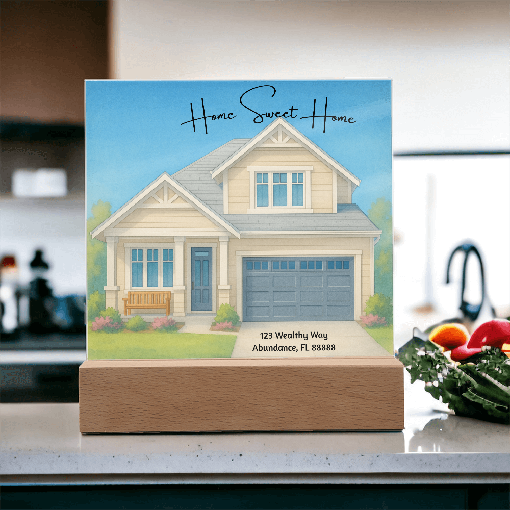 Home Sweet Home Printed Square Acrylic Plaque Great Gift Idea For New Homeowners, House Warming Gifts, Realtor Gifts & More