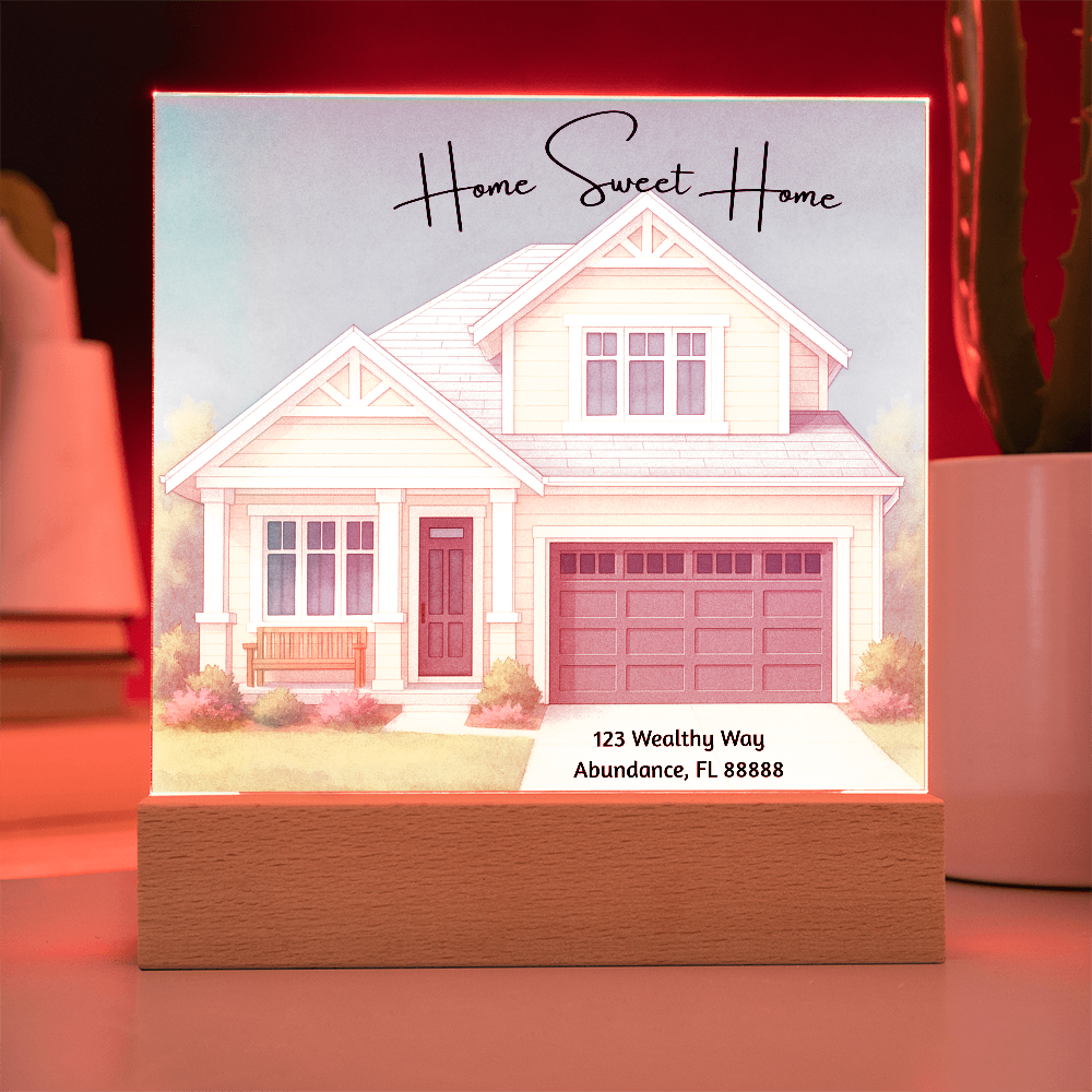 Home Sweet Home Printed Square Acrylic Plaque Great Gift Idea For New Homeowners, House Warming Gifts, Realtor Gifts & More