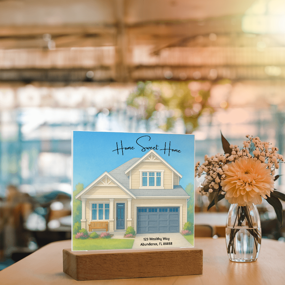 Home Sweet Home Printed Square Acrylic Plaque Great Gift Idea For New Homeowners, House Warming Gifts, Realtor Gifts & More