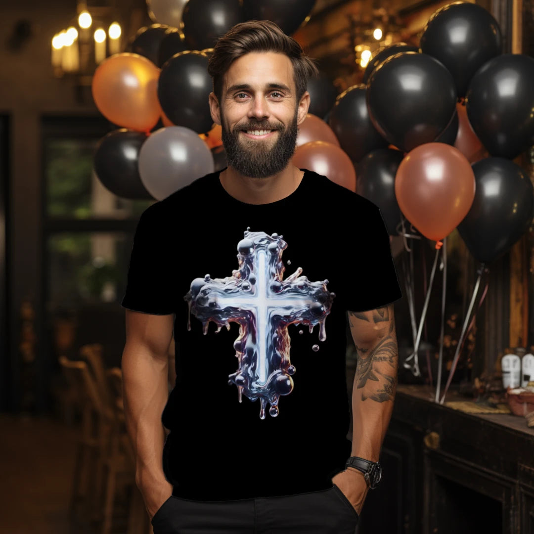 Drip Cross 1 Premium Unisex Graphic Tee – Urban Faith Streetwear Shirt
