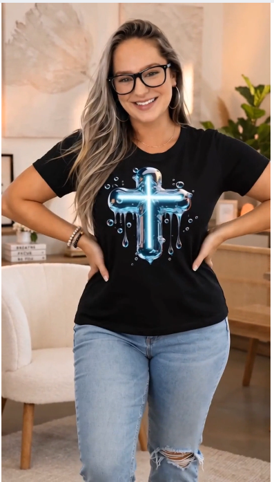 Drip Cross Graphic T-Shirt – Premium Faith-Based Streetwear