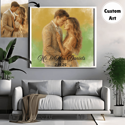 Customizable Bridal/Engagement Deluxe Portrait Canvas Wall Art, Great Wedding Gift Idea