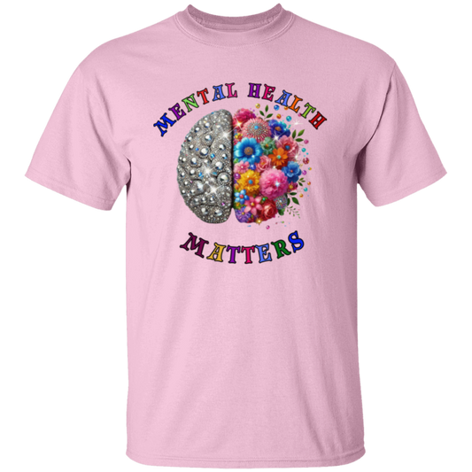 Mental Health Matters Bling Flowers Unisex T-Shirt