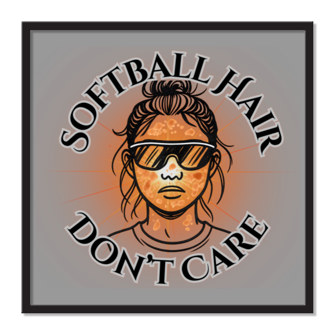 Drippin Glow Softball Hair Don't Care Square AirFrame Photo Tile – Neo ...
