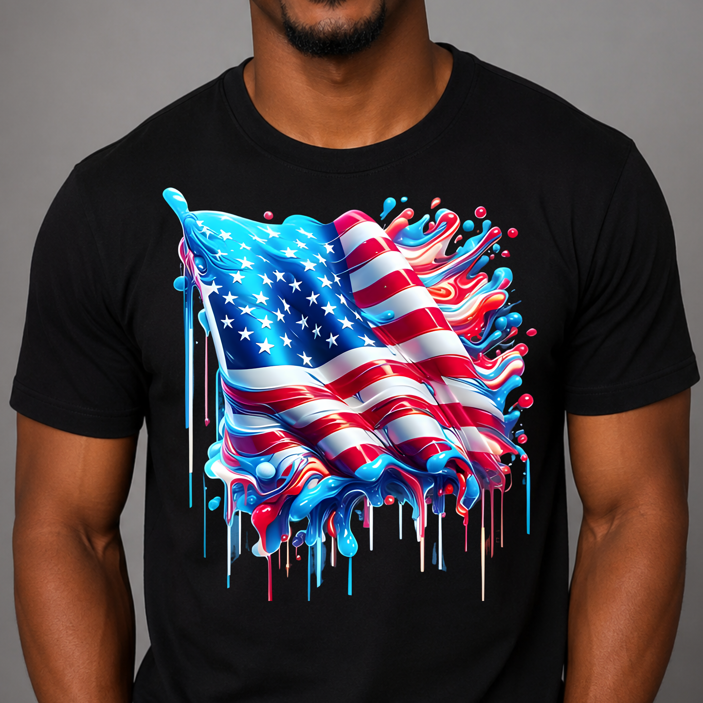 Freedom 250 American Flag Drip Unisex T-Shirt – Bold Patriotic Streetwear Tee