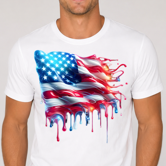 Freedom 250 American Flag 3 Drip Unisex T-Shirt – Bold Patriotic Streetwear Tee
