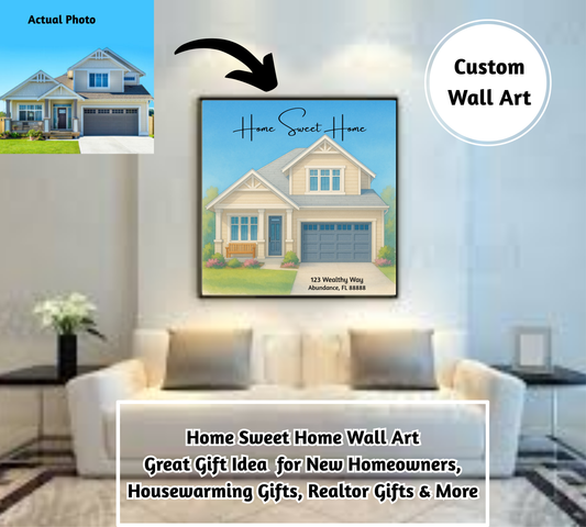Home Sweet Home Customized Wall Art Great Gift Idea For New Homeowners, House Warming Gifts, Realtor Gifts & More